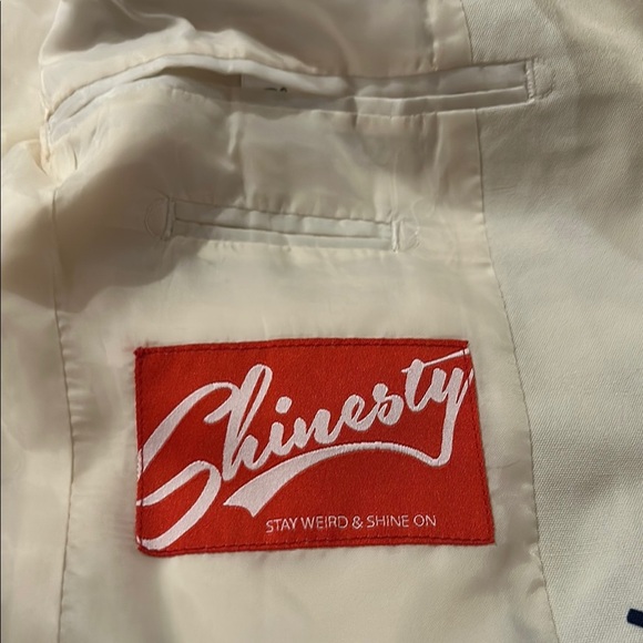 Shinesty Red and Cream Nordic Holiday Pattern Blazer Jacket size 36 - Picture 10 of 12